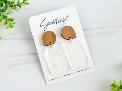 Woman Clear Engraved Earrings