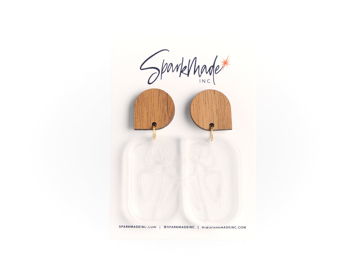 Woman Clear Engraved Earrings