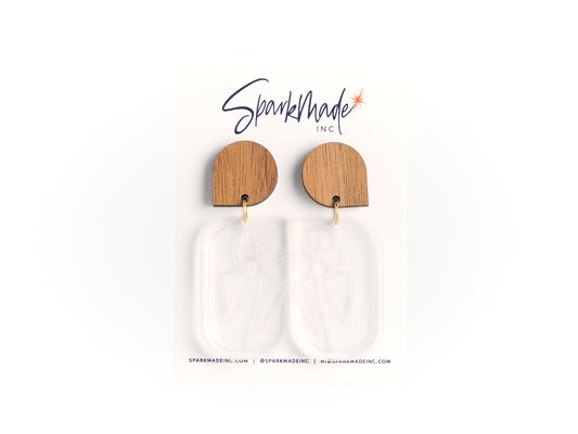 Woman Clear Engraved Earrings